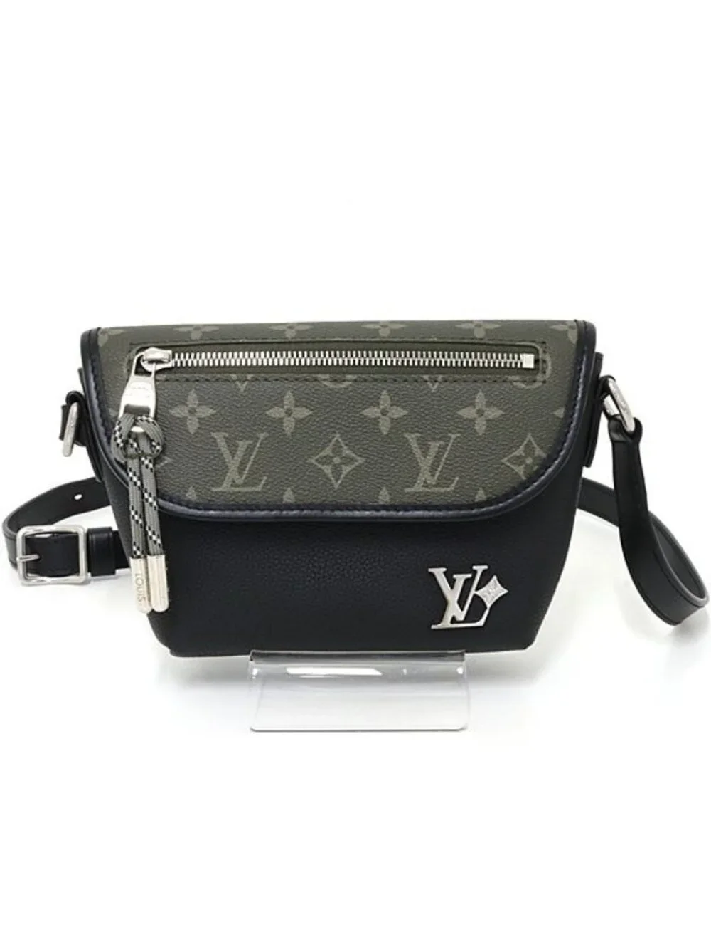 Louis Vuitton Pulse Wearable Wallet Shoulder Bag Khaki Black